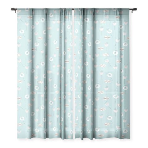 Mirimo Minimal Floral Light Blue Sheer Non Repeat