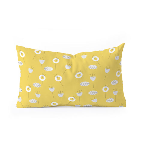Mirimo Minimal Floral Yellow Oblong Throw Pillow