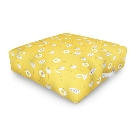 Mirimo Minimal Floral Yellow Outdoor Floor Cushion