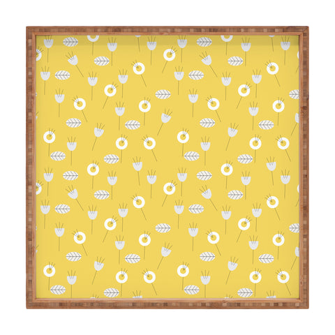 Mirimo Minimal Floral Yellow Square Tray
