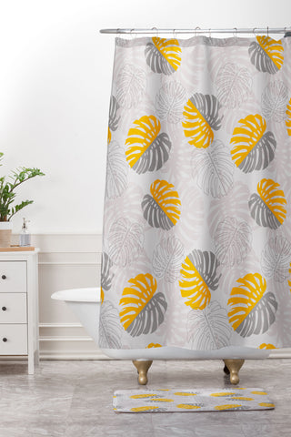 Mirimo Monstera Combo Shower Curtain And Mat