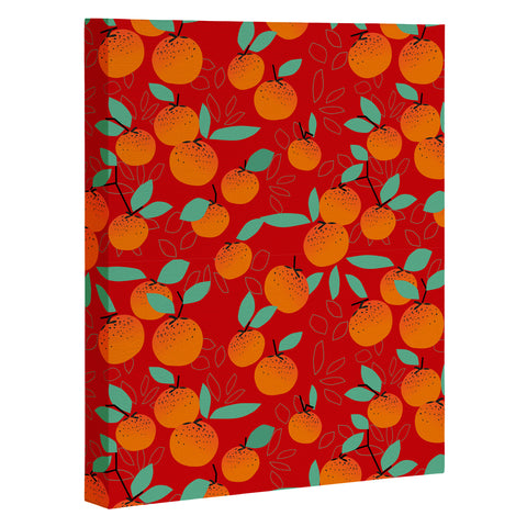 Mirimo Oranges on Red Art Canvas