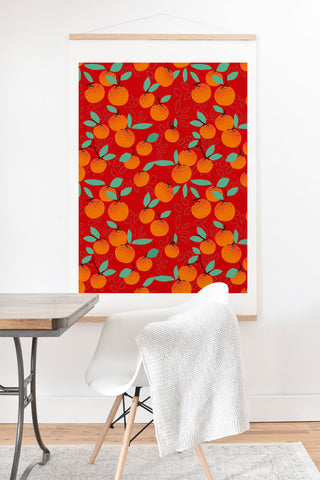 Mirimo Oranges on Red Art Print And Hanger