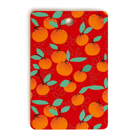 Mirimo Oranges on Red Cutting Board Rectangle