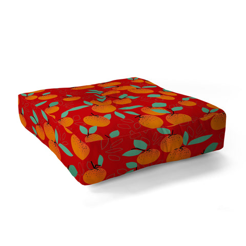 Mirimo Oranges on Red Floor Pillow Square