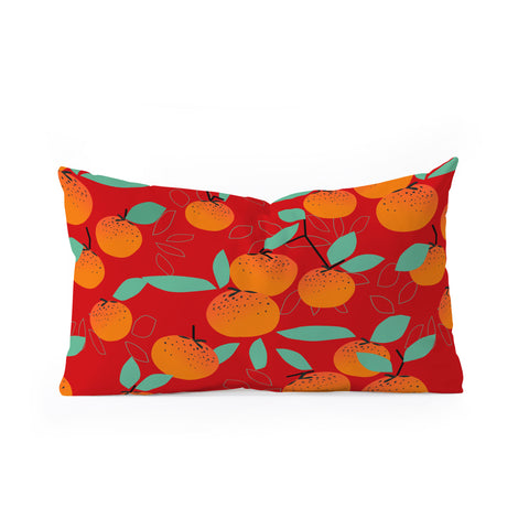 Mirimo Oranges on Red Oblong Throw Pillow
