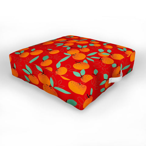 Mirimo Oranges on Red Outdoor Floor Cushion