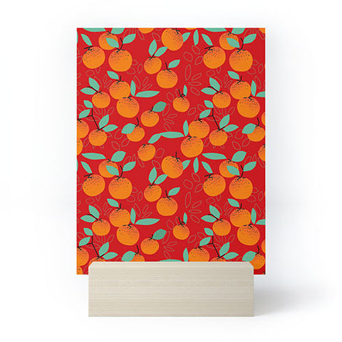 Mirimo Oranges on Red Mini Art Print
