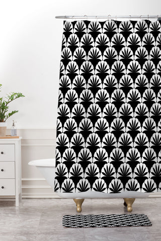Mirimo Palmira Black and White Shower Curtain And Mat