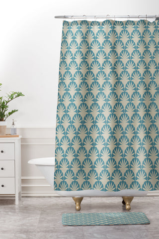 Mirimo Palmira Blue Shower Curtain And Mat