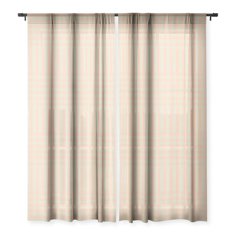 Mirimo Peach and Pistache Gingham Sheer Window Curtain