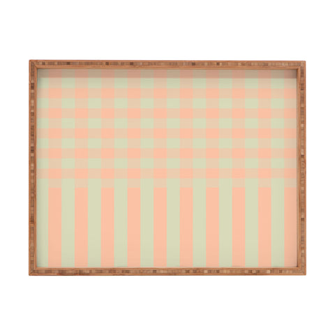 Mirimo Peach and Pistache Gingham Rectangular Tray