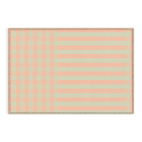 Mirimo Peach and Pistache Gingham Outdoor Rug