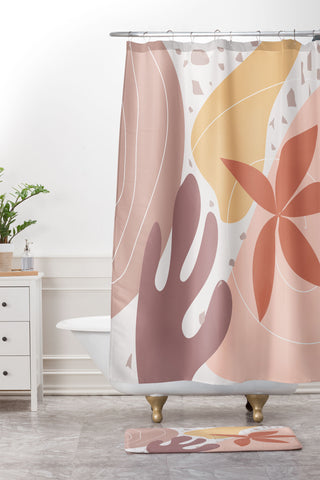 Mirimo Terracotta Blooms Shower Curtain And Mat