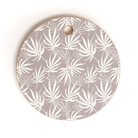Mirimo Tropical Leaves on Beige Cutting Board Round