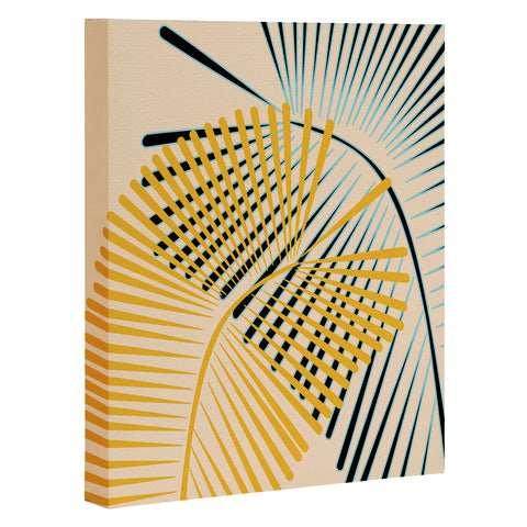 Mirimo Two Palm Leaves Yellow Art Canvas