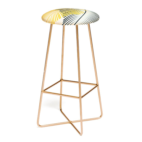Mirimo Two Palm Leaves Yellow Bar Stool