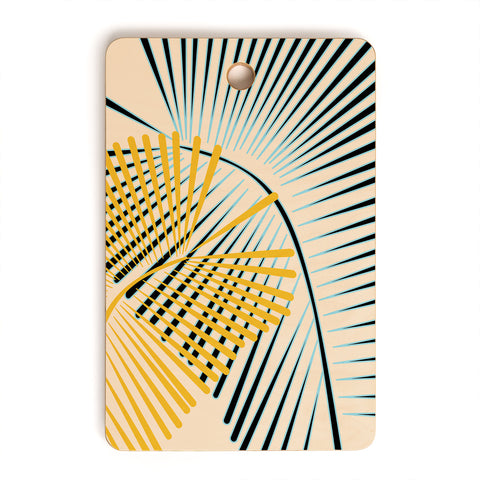 Mirimo Two Palm Leaves Yellow Cutting Board Rectangle
