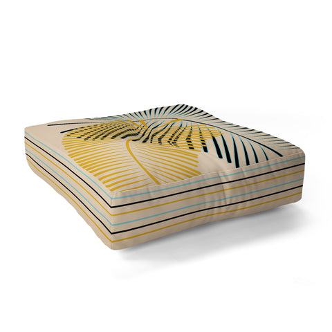 Mirimo Two Palm Leaves Yellow Floor Pillow Square