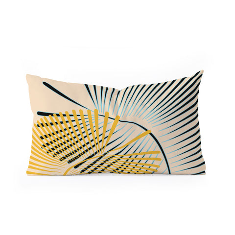 Mirimo Two Palm Leaves Yellow Oblong Throw Pillow
