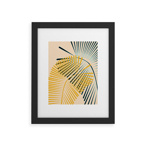 Mirimo Two Palm Leaves Yellow Framed Art Print