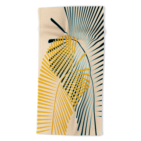 Mirimo Two Palm Leaves Yellow Beach Towel