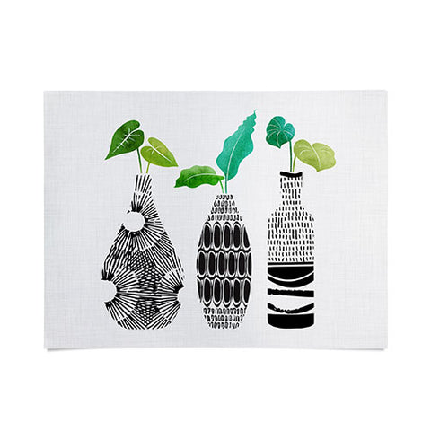 Modern Tropical Black and White Tribal Vases Poster