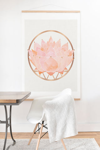 Modern Tropical Blush Zen Lotus Art Print And Hanger