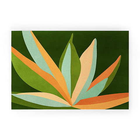 Modern Tropical Colorful Agave Painted Cactus Welcome Mat