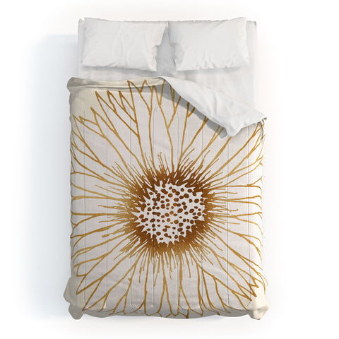 Modern Tropical Gold Sunflower Comforter