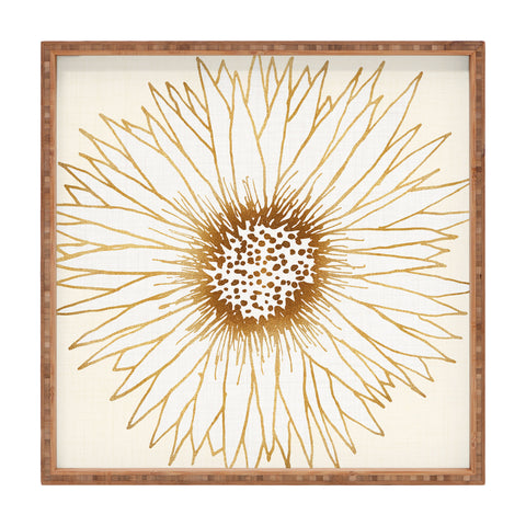 Modern Tropical Gold Sunflower Square Tray