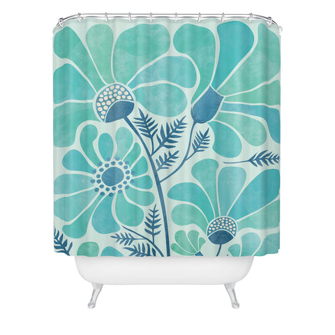 Modern Tropical Himalayan Blue Poppies II Shower Curtain