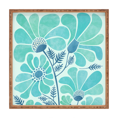 Modern Tropical Himalayan Blue Poppies II Square Tray
