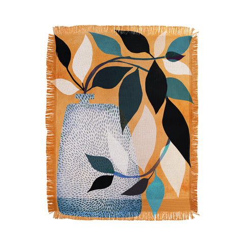 Modern Tropical Ivy in the Courtyard Throw Blanket