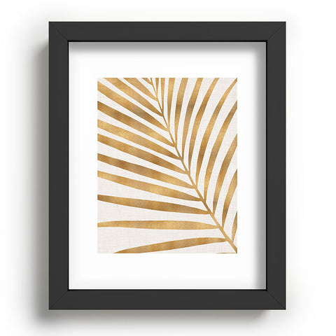 Modern Tropical Metallic Gold Palm Leaf Recessed Framing Rectangle
