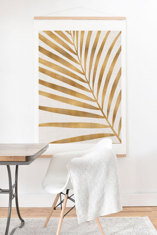 Modern Tropical Metallic Gold Palm Leaf Art Print And Hanger