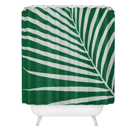 Modern Tropical Minimalist Palm Leaf Shower Curtain