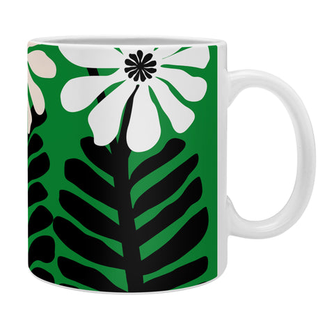 Modern Tropical Mod Flower Garden Black White Coffee Mug