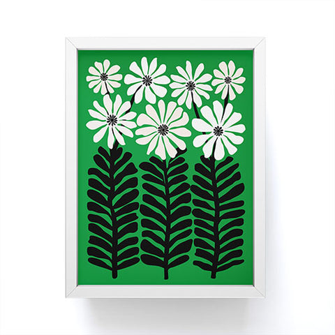 Modern Tropical Mod Flower Garden Black White Framed Mini Art Print