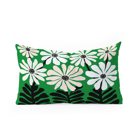Modern Tropical Mod Flower Garden Black White Oblong Throw Pillow