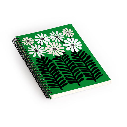 Modern Tropical Mod Flower Garden Black White Spiral Notebook
