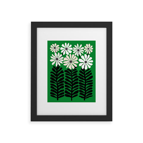 Modern Tropical Mod Flower Garden Black White Framed Art Print