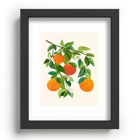 Modern Tropical Oranges and Blossoms II Tropical Fruit Recessed Framing Rectangle