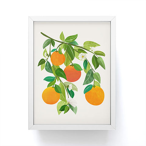 Modern Tropical Oranges and Blossoms II Tropical Fruit Framed Mini Art Print