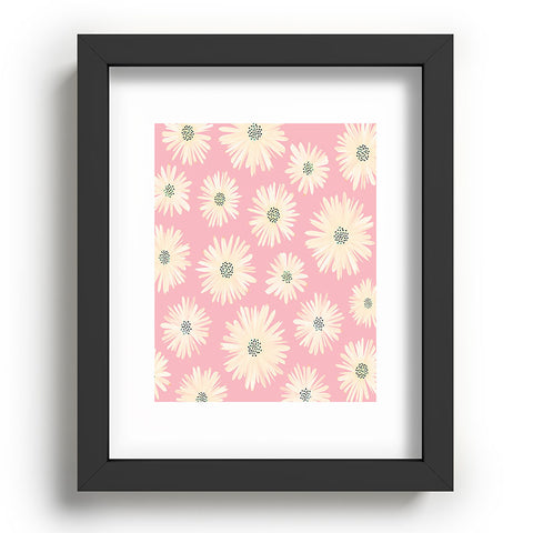 Modern Tropical Playful Pink Floral Recessed Framing Rectangle