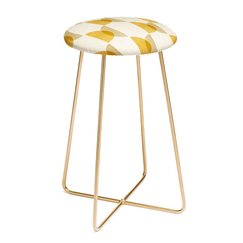 Modern Tropical Shape Study in Gold Geometric Counter Stool