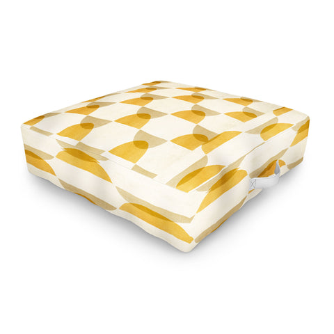 Modern Tropical Shape Study in Gold Geometric Outdoor Floor Cushion