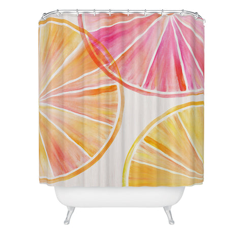 Modern Tropical Summer Citrus Party Shower Curtain