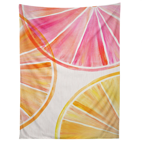 Modern Tropical Summer Citrus Party Tapestry