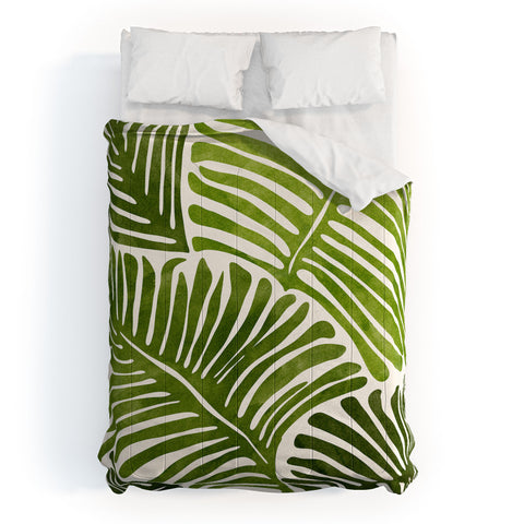 Modern Tropical Summer Fern Simple Modern Watercolor Comforter